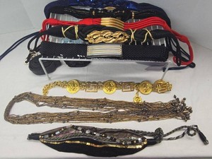 Vintage Fashion Belt & Necklace Lot Braided Mesh Medallion Beaded