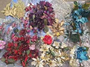 Lot of Assorted Artificial Floral Stems Picks Garlands Holiday Decor