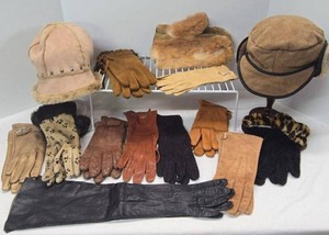 Lot of Vintage Womens Gloves Hats Faux Fur Winter Accessories