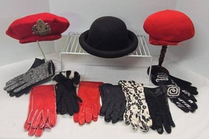 Vintage Womens Hat & Gloves Lot Kangol Beret French Wool Dress Hats