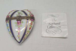 Rochard Collection Limoges Heart Porcelain Trinket Box Floral Decor