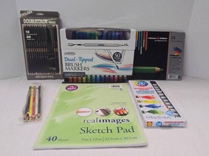 Art Supply Lot Stabilo Carbothello Markers Sketch Pad Paints Pencils