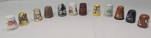 Vintage Assorted Sewing Thimble Collection Porcelain Metal Wood