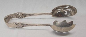 Durgin Sterling Silver Sugar Tongs Pierced Spoon Claw Form 84.4g