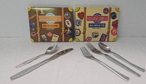 Northwest &amp Western Airlines Flatware &amp 2 New Travel Luggage Label Sticker Lots