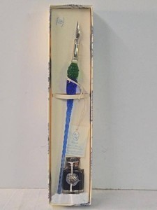 New in Box Venetian Murano Glass Dip Pen & Ink Set Made in Italy