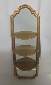 Vintage Gold Wall Mirror With 3 Shelves Hollywood Regency 39 x 13
