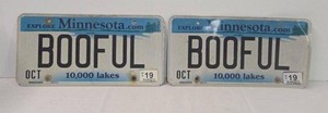 Pair of Minnesota Vanity License Plates BOOFUL Explore Minnesota