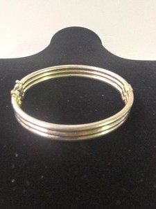 Marked 925 Sterling Silver Triple Band Hinged Bangle Bracelet
