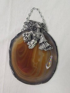 Art Nouveau Fairy Agate Slice Suncatcher Wall Hanging Prism 7x5