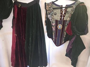 Medieval Renaissance Fair Costume Set Bodice Skirt Tie-On Sleeves XL