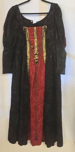 Womens Medieval Renaissance Costume Dress Black Red XL Corset