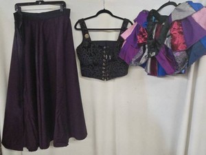 Renaissance Costume Purple Skirt Bodice Top & Ethereal Threads Cape Silk Velvet XL