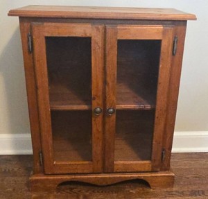 Rustic Wood Glass Door Accent Cabinet Country Style