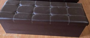 Faux Leather Storage Brown Ottomans Bench Padded Seat
