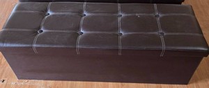 Faux Leather Storage Brown Ottomans Bench Padded Seat