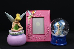 Disney Tinker Bell Decorative Items Mixed Lot - Frame, Bank & Snow Globe