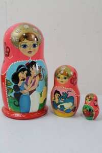 Aladdin-Themed Painted Nesting Dolls (Lot of 3)