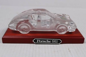 Mikasa Porsche 911 Glass Car Figurine on Wood Base 7L