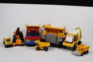Construction Vehicle Mixed Lot - 7pc Dump Trucks, CAT, JCB & Cement Mixer