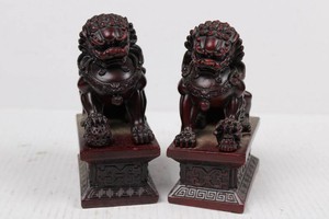 Pair of Decorative Guardian Lion Foo Dog Statues 6H