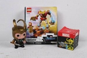 LEGO Avengers 76203 Iron Man Mech Armor & Marvel Loki Funko
