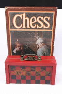 Vintage Decorative Chess Set With Folding Storage Case