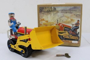 Vintage MS 357 Tin Wind-Up Tractor Bulldozer