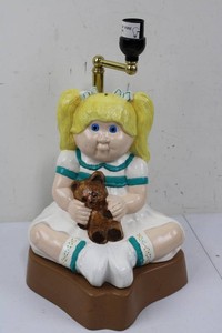 Girl & Teddy Bear Table Lamp Piggy Bank 14.5H