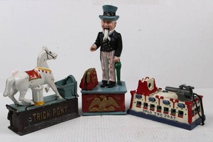 Vintage Cast Metal - Uncle Sam, Trick Pony & Hold the Fort