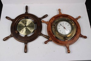 Nautical Ship Wheel Wall Clocks (Lot of 2)