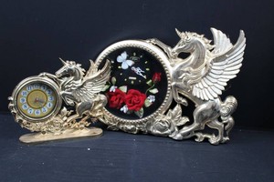 Winged Unicorn & Pegasus Quartz Mantel Clocks (Lot of 2)