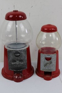 Vintage Red Countertop Gumball Machines (Lot of 2)