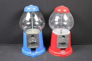 Red & Blue Tabletop Gumball Machines (Lot of 2)