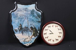 Native American & Horse Racing Wall Clocks Mixed Lot