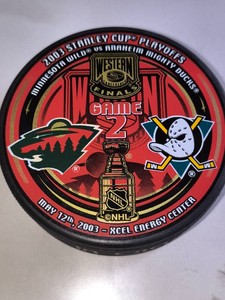 2003 Stanley Cup Playoffs Game 2 Puck - MN Wild and the Anaheim Mighty Ducks