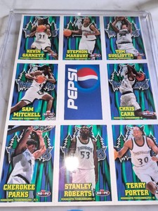 1996-97 NBA Hoops MN Timberwolves Pepsi Promotional Card PanelSet
