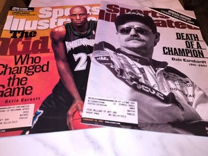 2 Sports Illustrated Magazines featuring Kevin Garnett and Dale Earnhardt