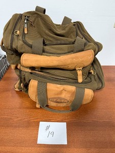 Pair of Weaver Olive Canvas & Leather Duffel Bags