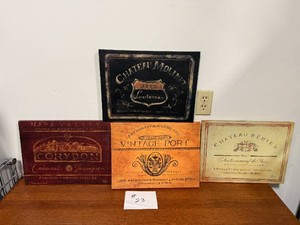 Set of 4 Wine Label Style Wall Signs