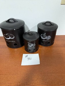 Set of 3 Black Potato, Onion & Garlic Keepers