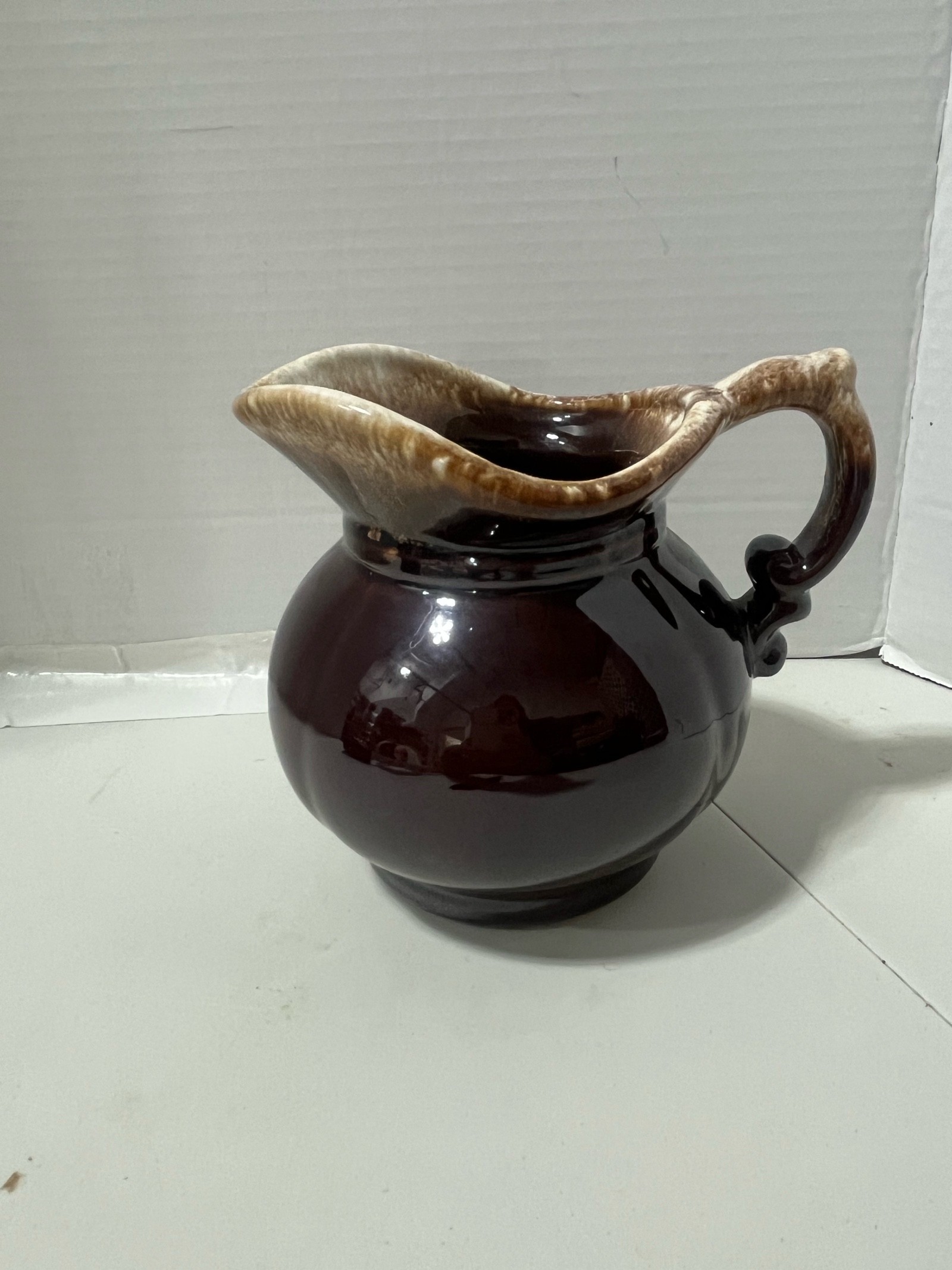 Vintage Brown White McCoy Pitcher