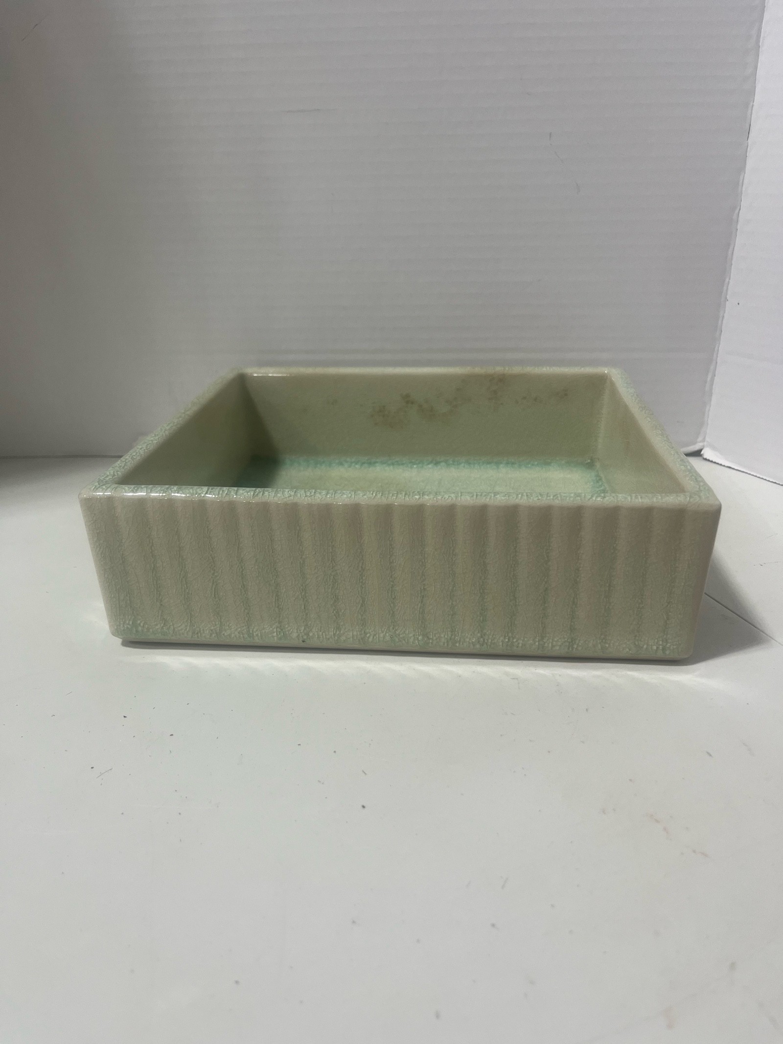 Vintage Sage Green Japanese Ceramic Crackle Glaze Dish