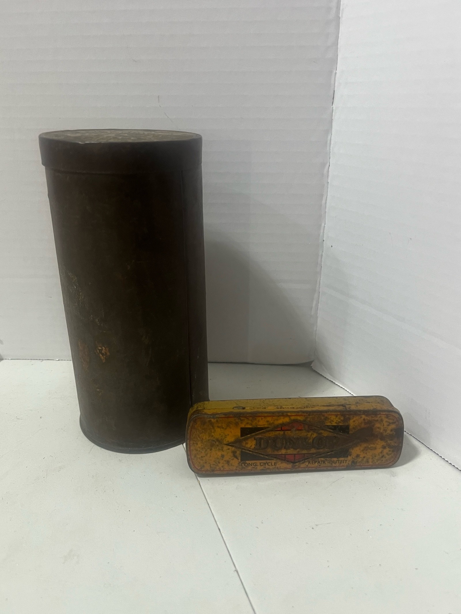 Vintage KC Baking Powder Tin and Dunlop Report Outfit Tin