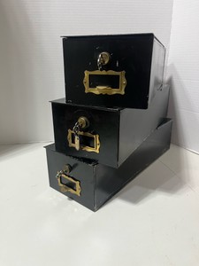 Three Vintage Safety Deposit Boxes with Keys