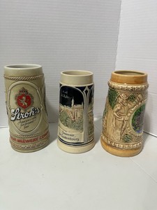 Three Beer Steins Strohs, Luxembourg Souvenir and Linderhof