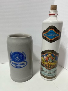 Vintage Stoneware Brauhaus Stein and 1977 Beameister Bottle