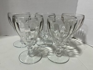 5 Early 20th Century Central Glass Works Inside Optics 5 14 Water Goblets-18 Panel Optic