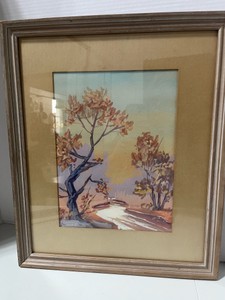 Mid Century W. Ray Original Framed Watercolor Landscape 18 12 X 15