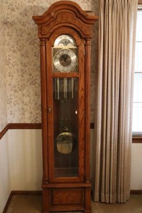 Ethan Allen Oak Floor Clock with Triple Chimes